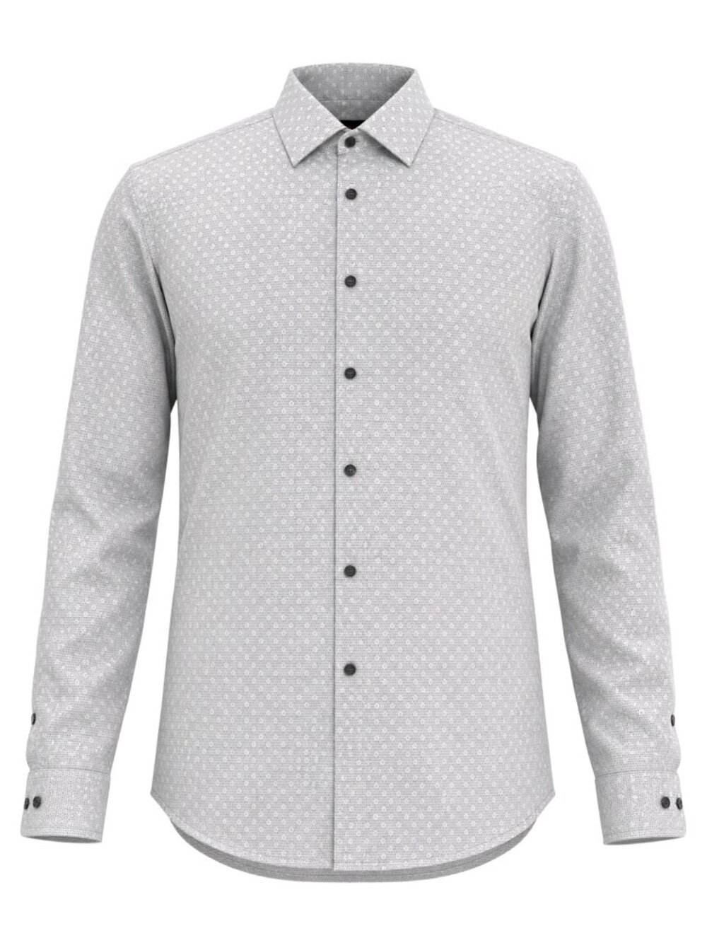 JF J.Ferrar Mens Gray Polka Dot Slim Fit Stretch Long Sleeve Dress Shirt M